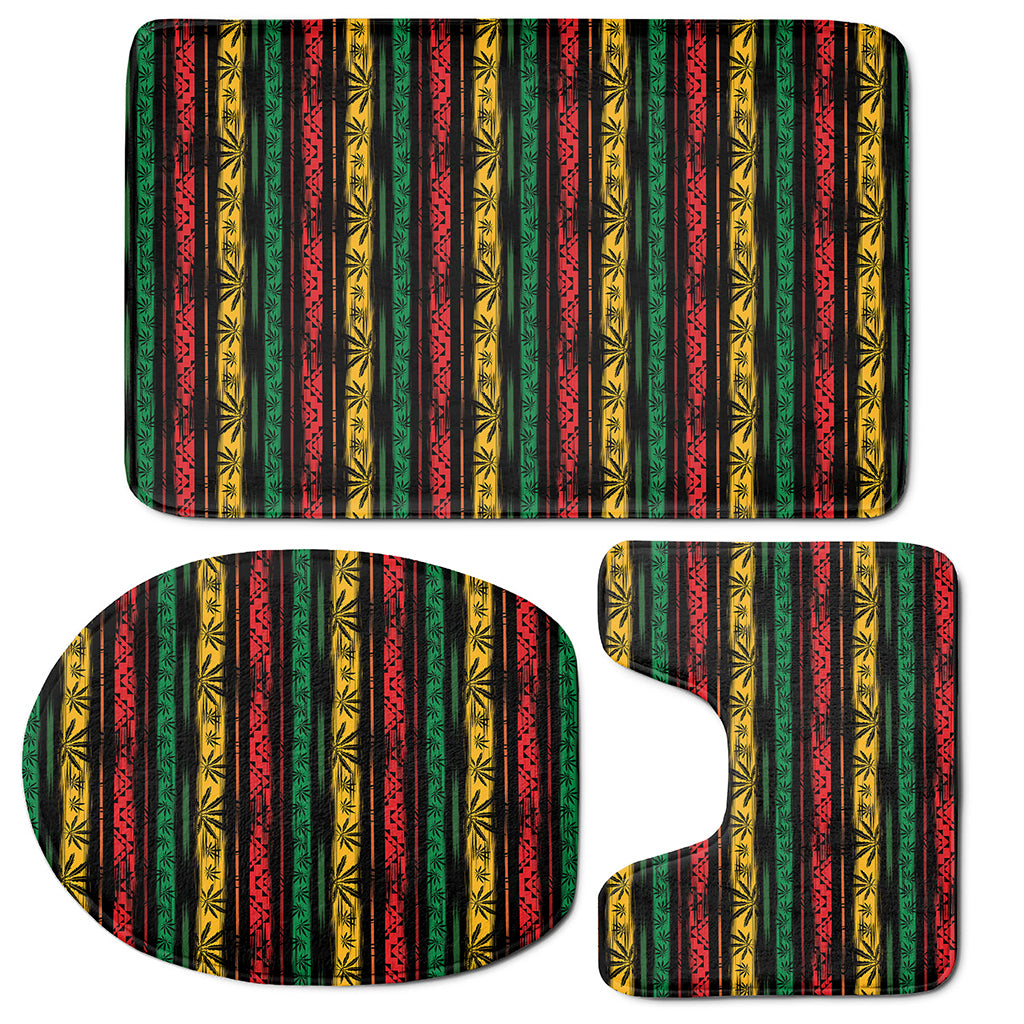 Rastafarian Hemp Pattern Print 3 Piece Bath Mat Set