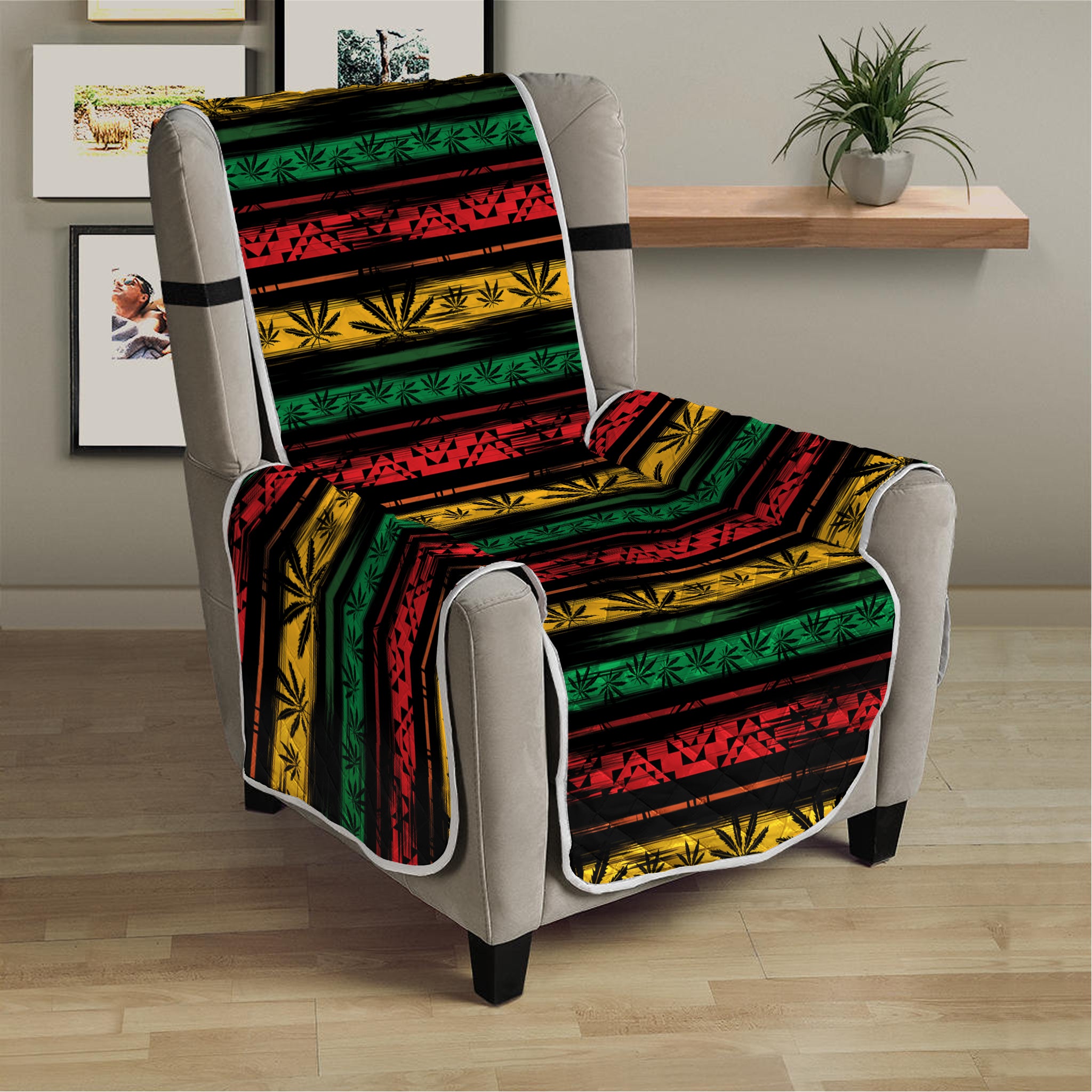 Rastafarian Hemp Pattern Print Armchair Protector