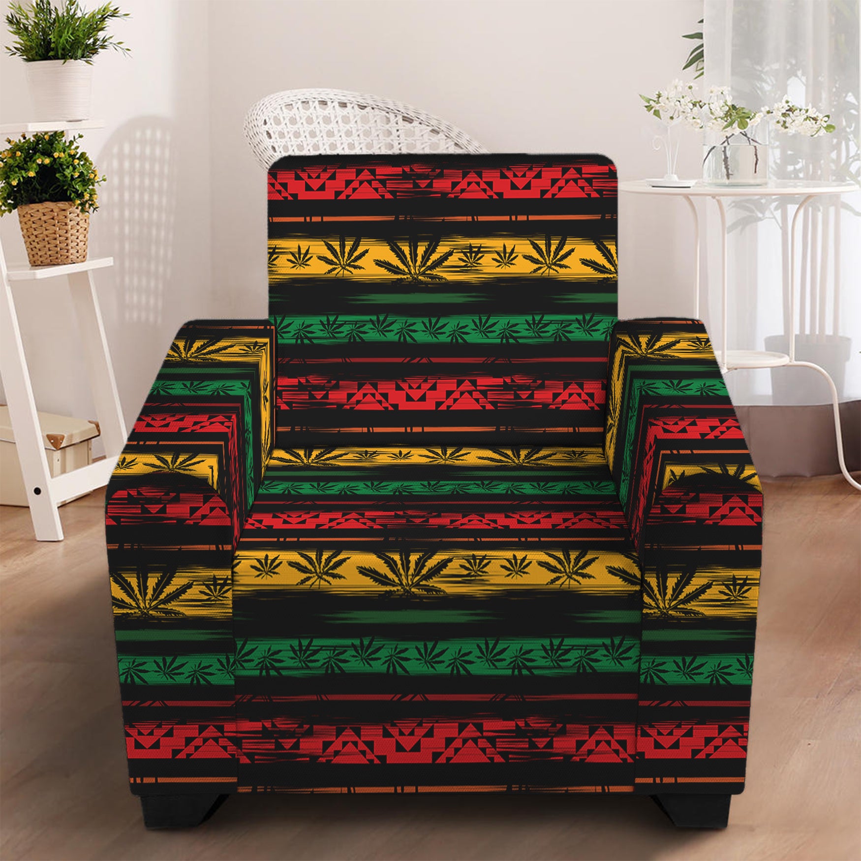 Rastafarian Hemp Pattern Print Armchair Slipcover