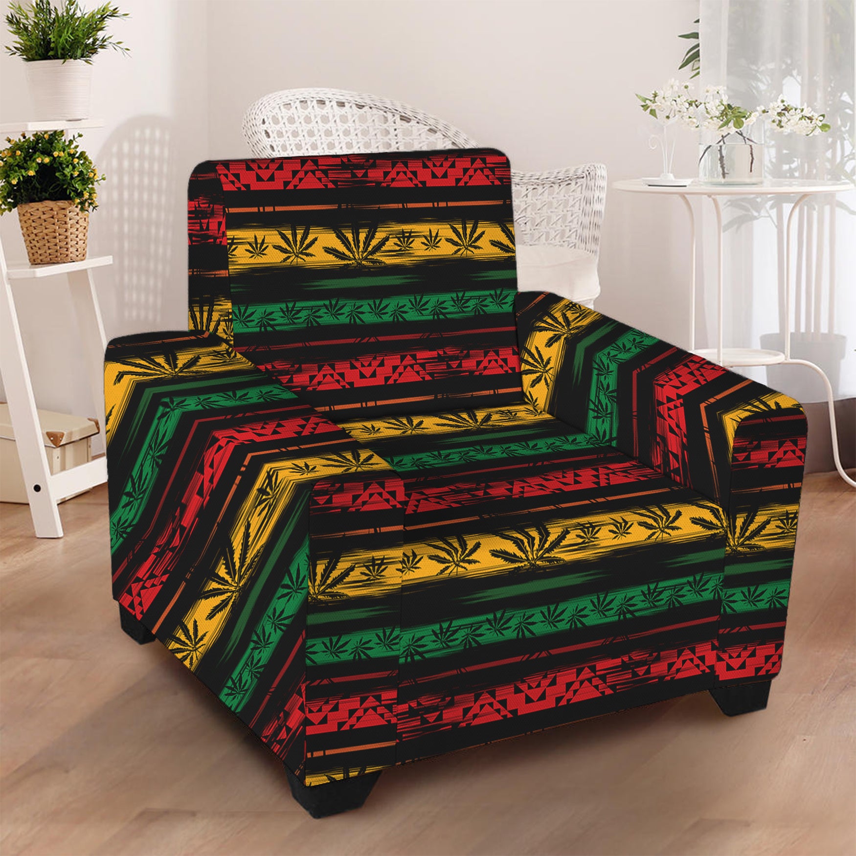 Rastafarian Hemp Pattern Print Armchair Slipcover