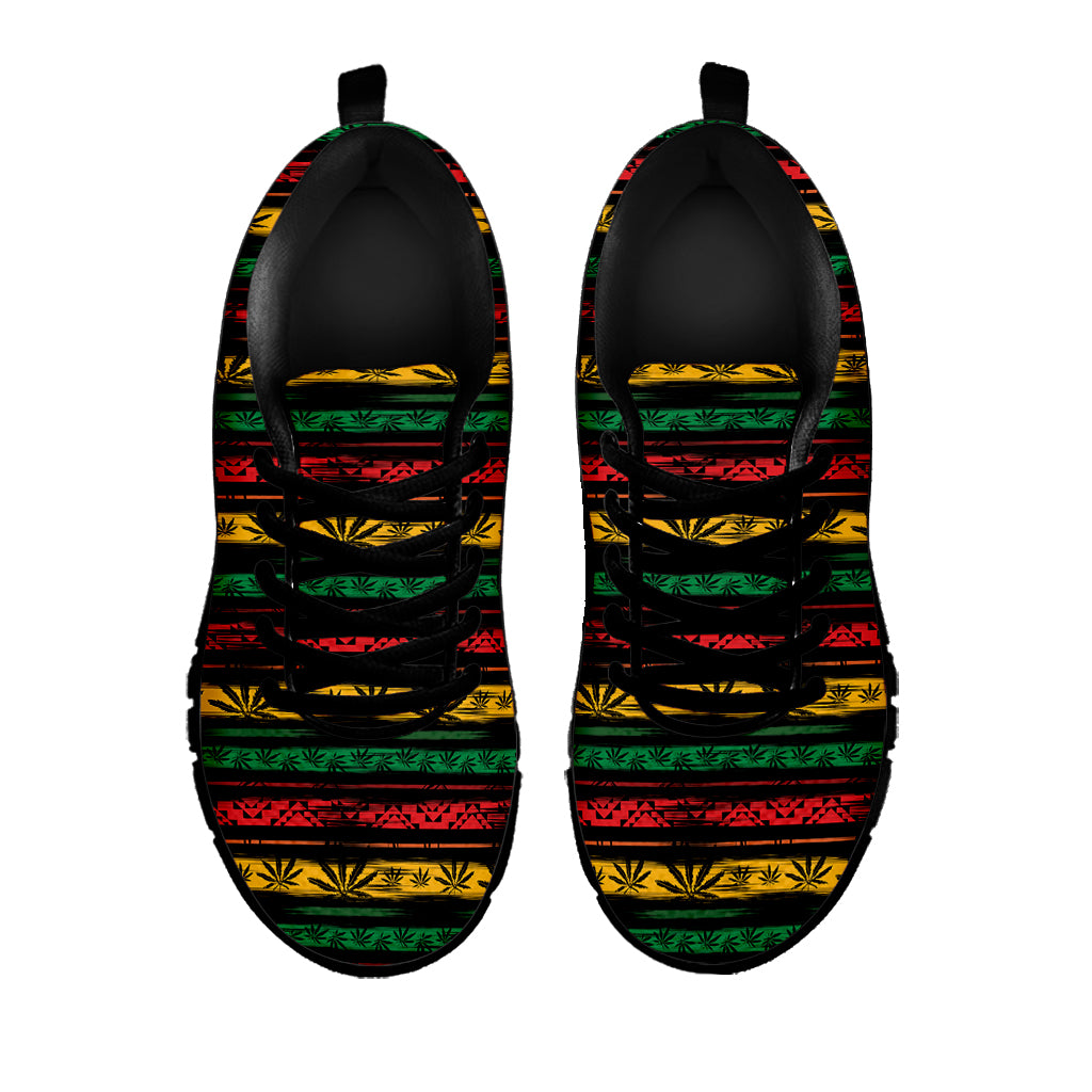 Rastafarian Hemp Pattern Print Black Sneakers