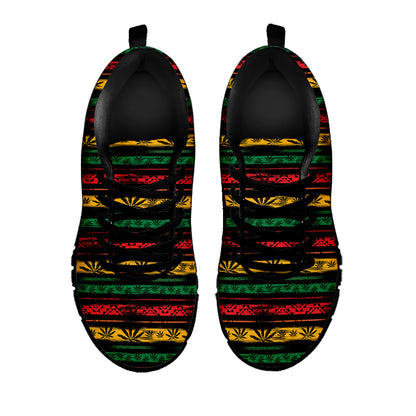 Rastafarian Hemp Pattern Print Black Sneakers