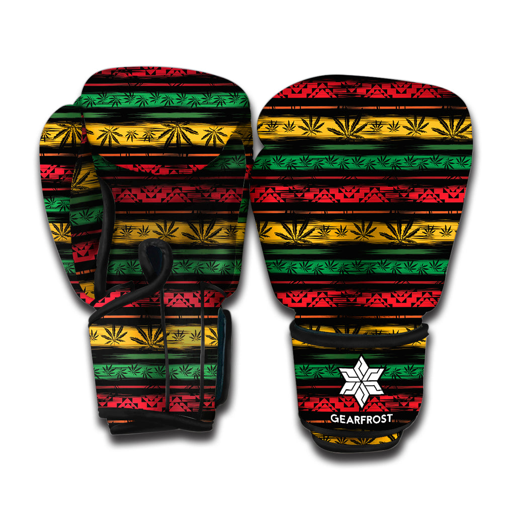 Rastafarian Hemp Pattern Print Boxing Gloves
