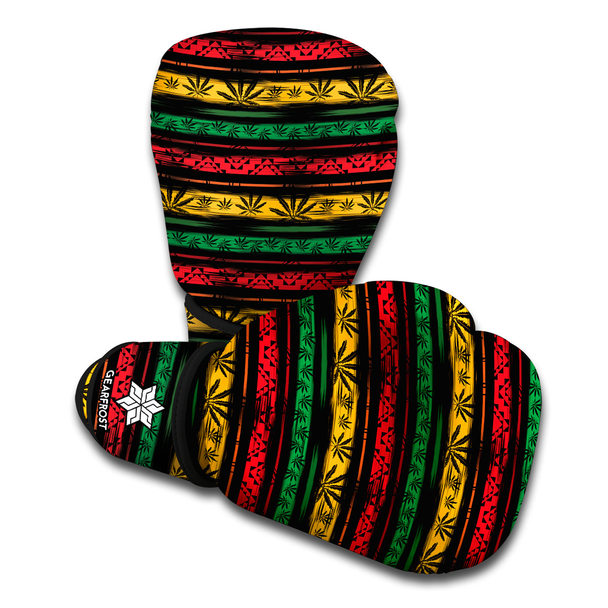 Rastafarian Hemp Pattern Print Boxing Gloves