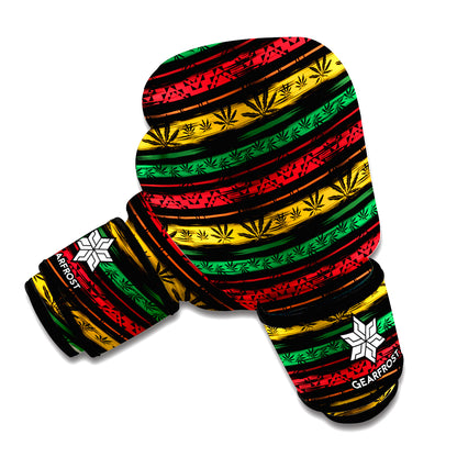 Rastafarian Hemp Pattern Print Boxing Gloves