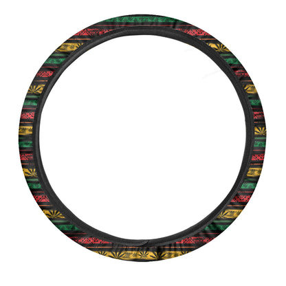 Rastafarian Hemp Pattern Print Car Steering Wheel Cover