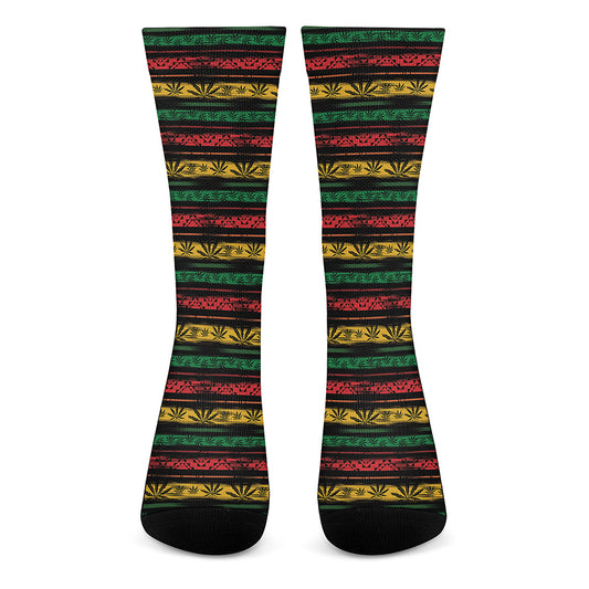 Rastafarian Hemp Pattern Print Crew Socks