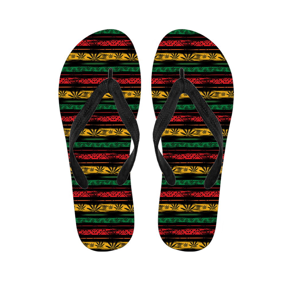 Rastafarian Hemp Pattern Print Flip Flops