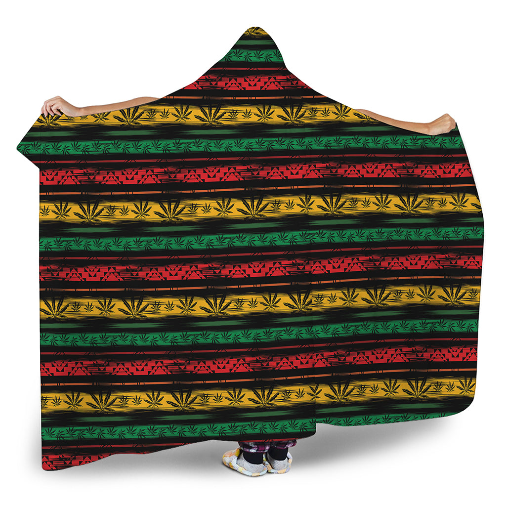 Rastafarian Hemp Pattern Print Hooded Blanket