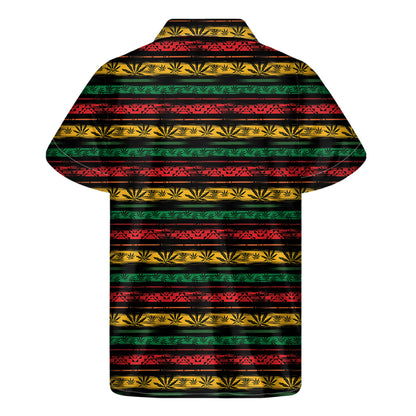 Rastafarian Hemp Pattern Print Men's Short Sleeve Shirt