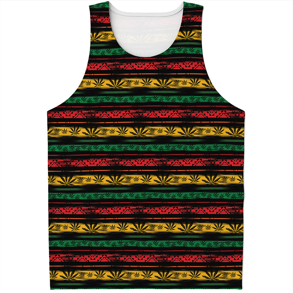 Rastafarian Hemp Pattern Print Men's Tank Top