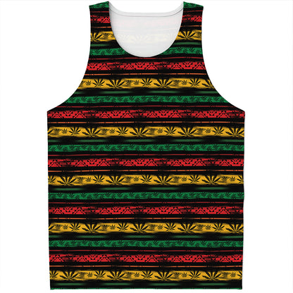 Rastafarian Hemp Pattern Print Men's Tank Top