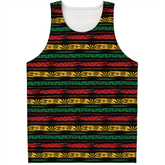 Rastafarian Hemp Pattern Print Men's Tank Top