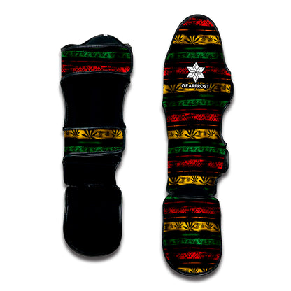 Rastafarian Hemp Pattern Print Muay Thai Shin Guard