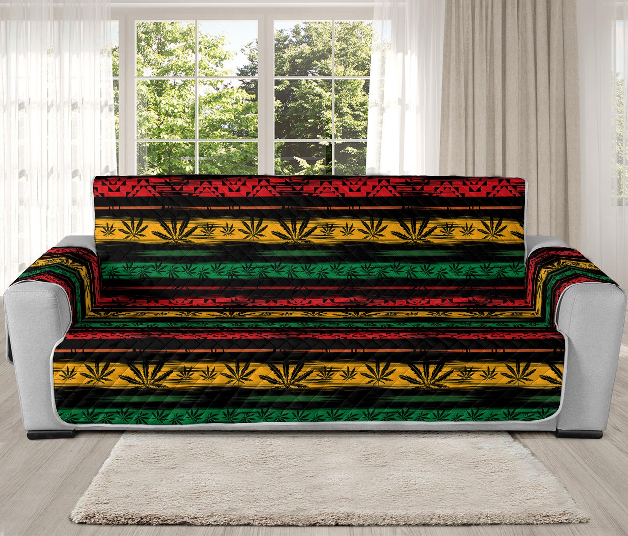 Rastafarian Hemp Pattern Print Oversized Sofa Protector