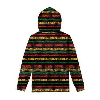 Rastafarian Hemp Pattern Print Pullover Hoodie