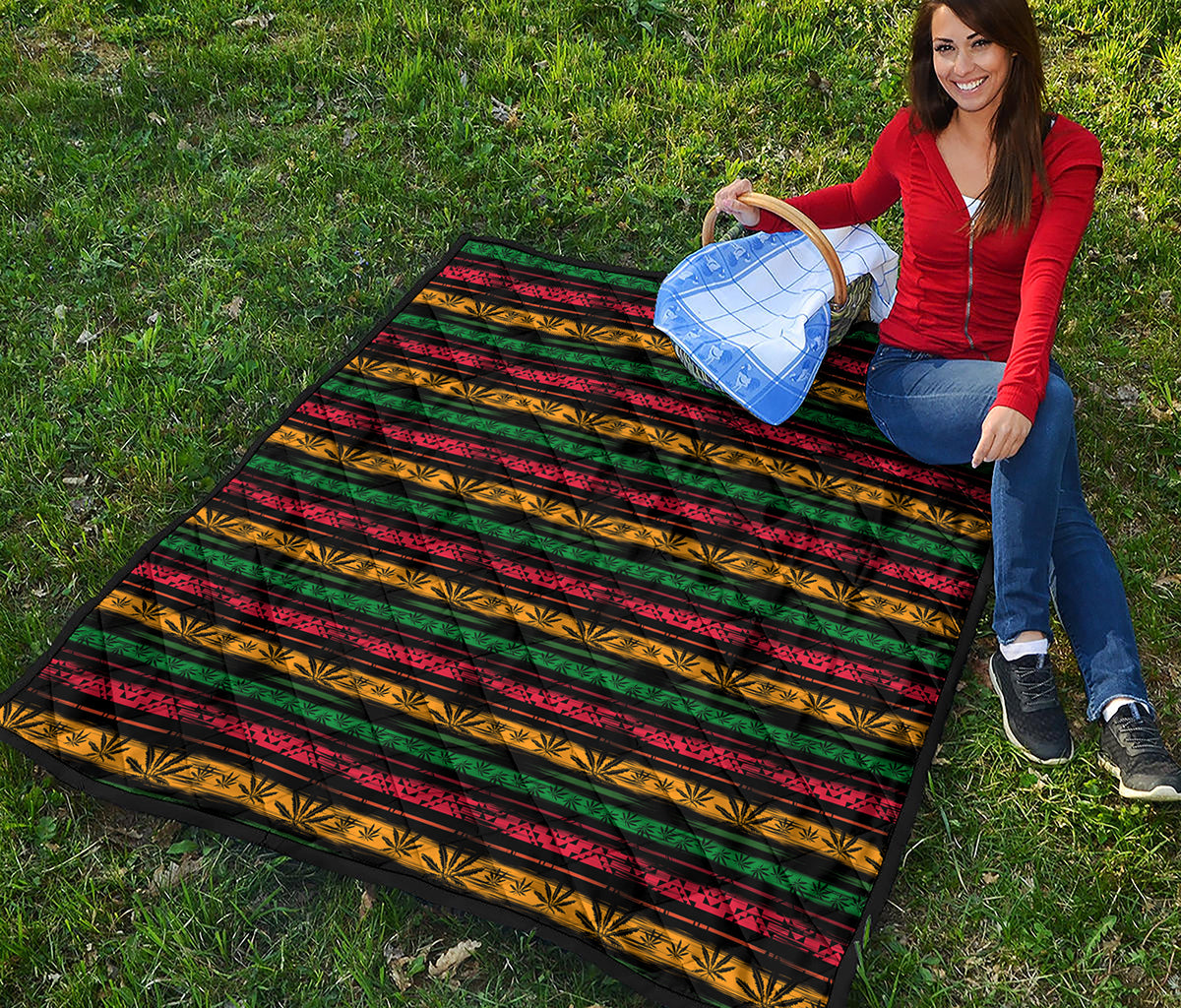 Rastafarian Hemp Pattern Print Quilt