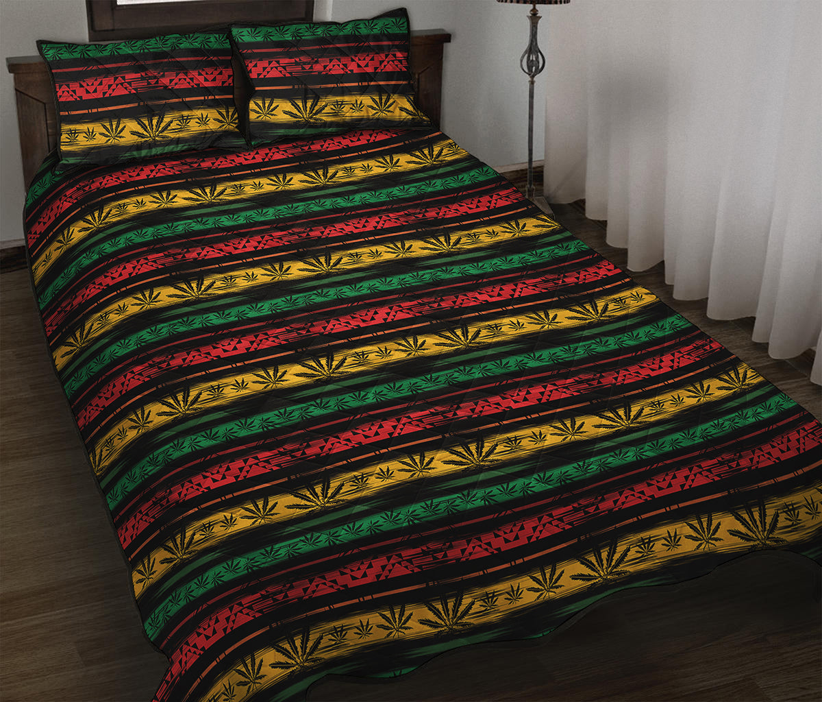 Rastafarian Hemp Pattern Print Quilt Bed Set