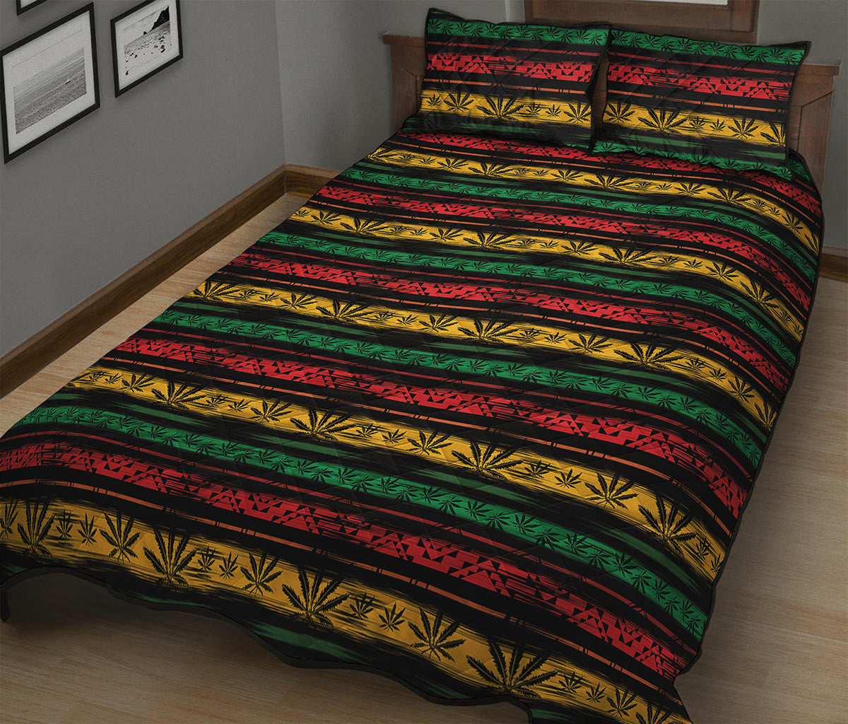 Rastafarian Hemp Pattern Print Quilt Bed Set