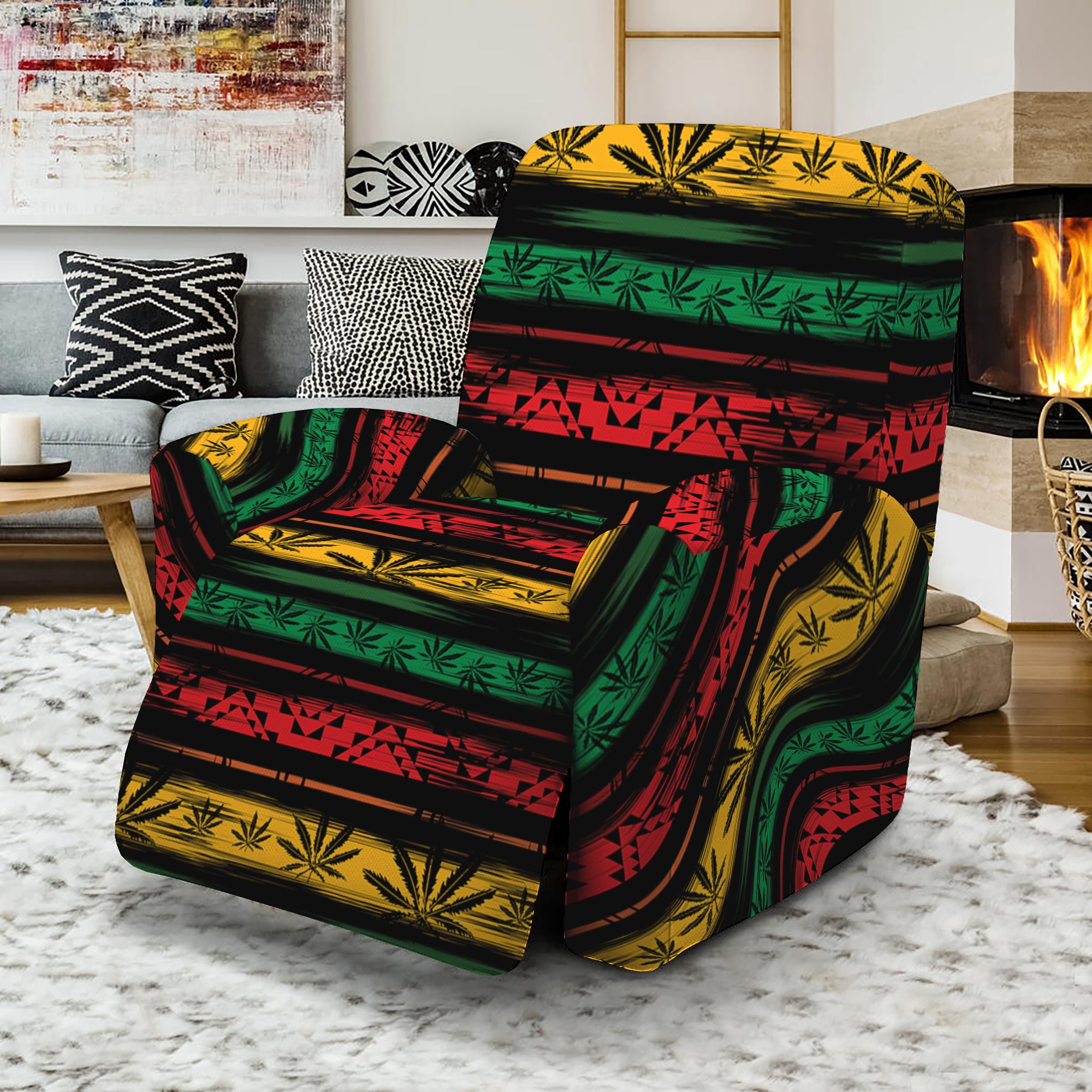 Rastafarian Hemp Pattern Print Recliner Slipcover