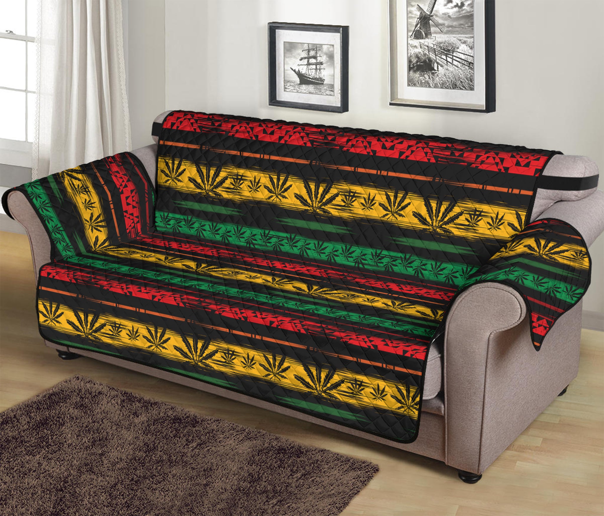 Rastafarian Hemp Pattern Print Sofa Protector