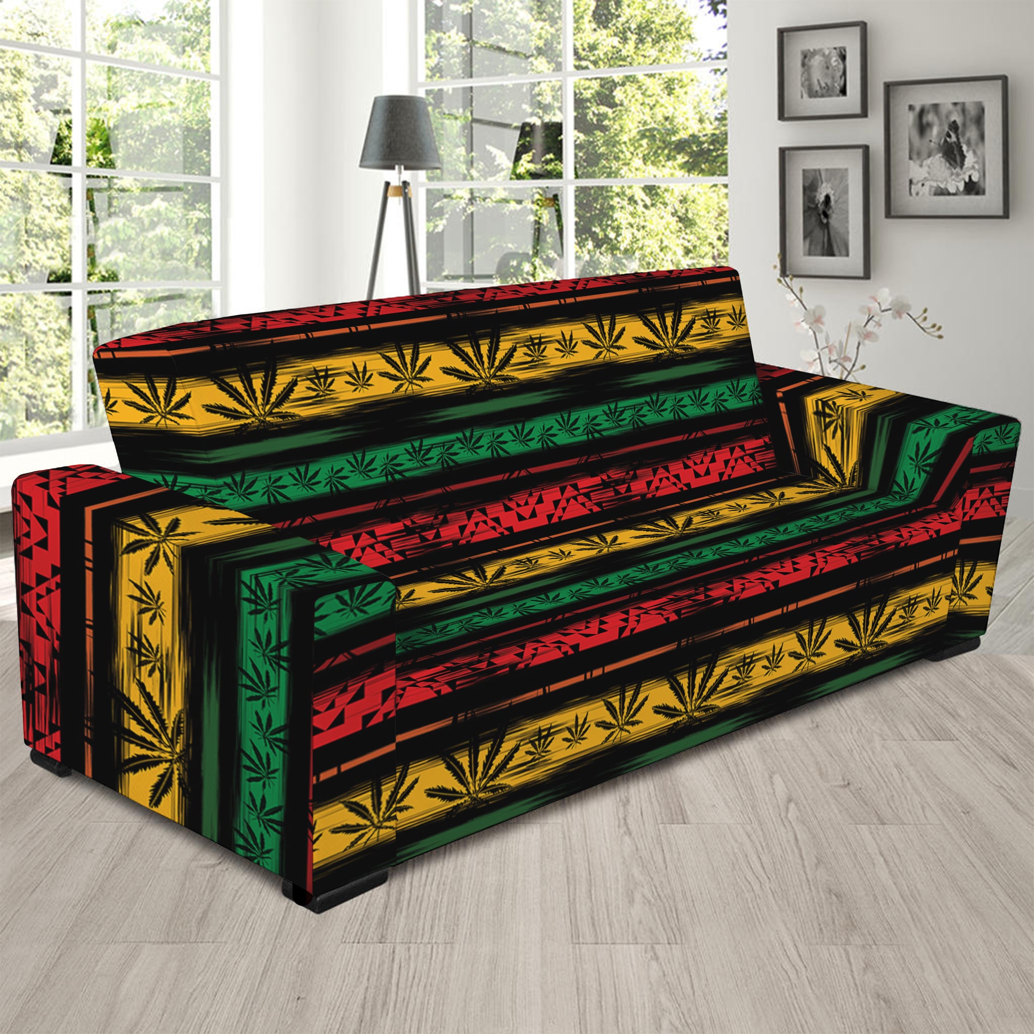 Rastafarian Hemp Pattern Print Sofa Slipcover