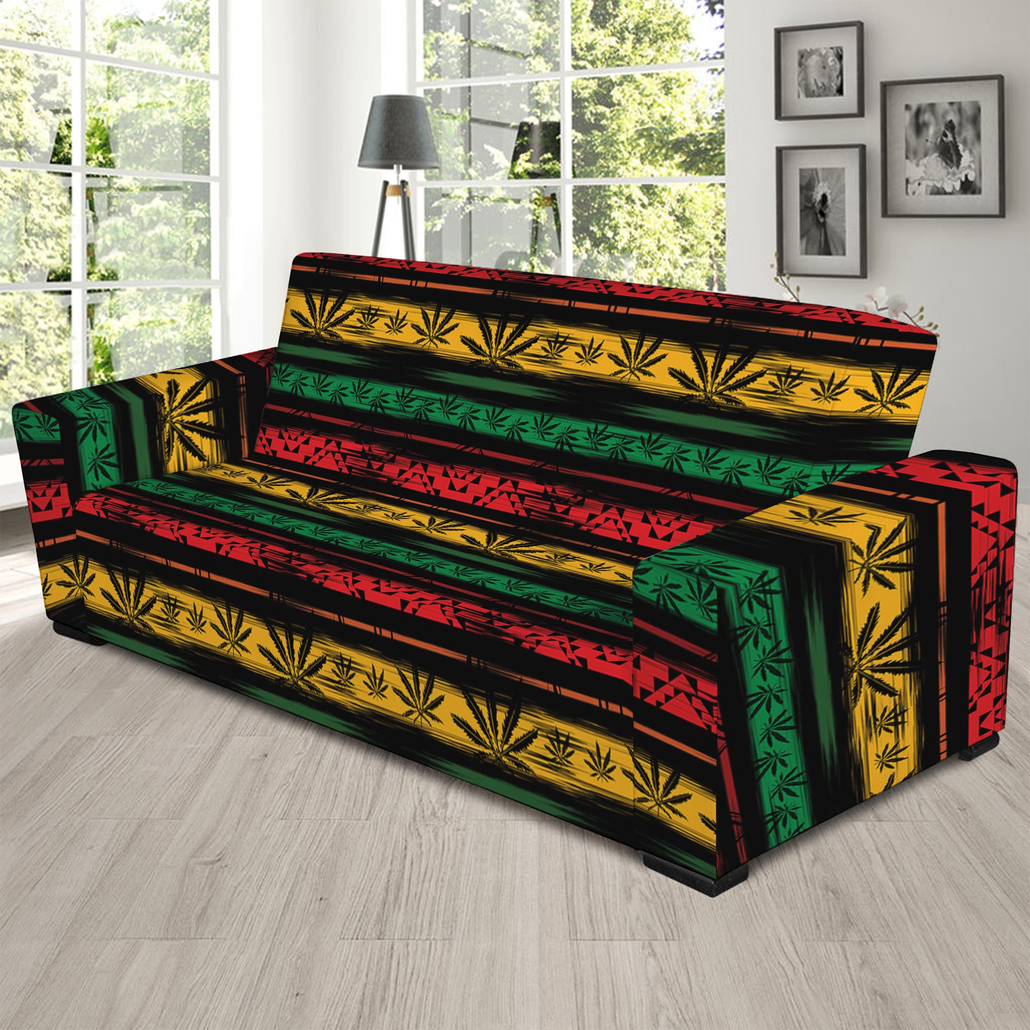 Rastafarian Hemp Pattern Print Sofa Slipcover