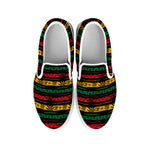 Rastafarian Hemp Pattern Print White Slip On Shoes