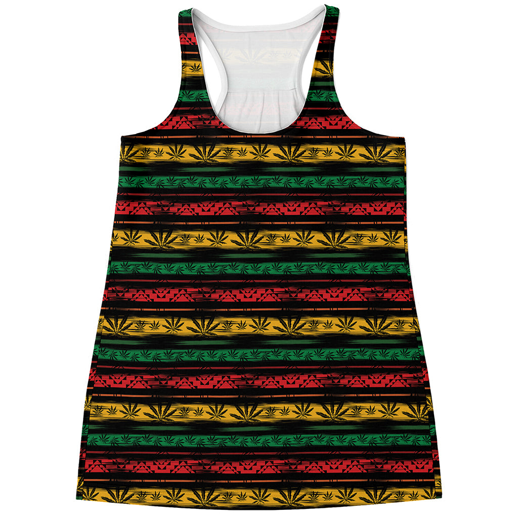 Rastafarian Hemp Pattern Print Women's Racerback Tank Top