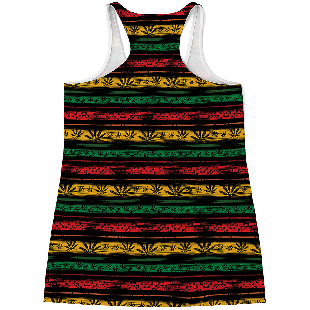 Rastafarian Hemp Pattern Print Women's Racerback Tank Top