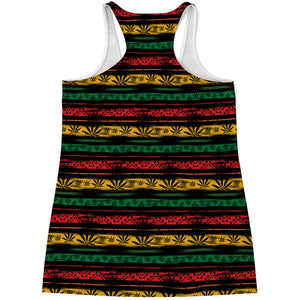 Rastafarian Hemp Pattern Print Women's Racerback Tank Top