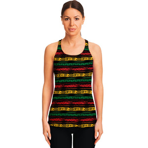 Rastafarian Hemp Pattern Print Women's Racerback Tank Top