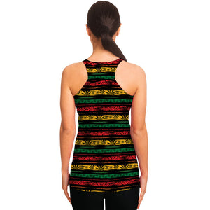 Rastafarian Hemp Pattern Print Women's Racerback Tank Top