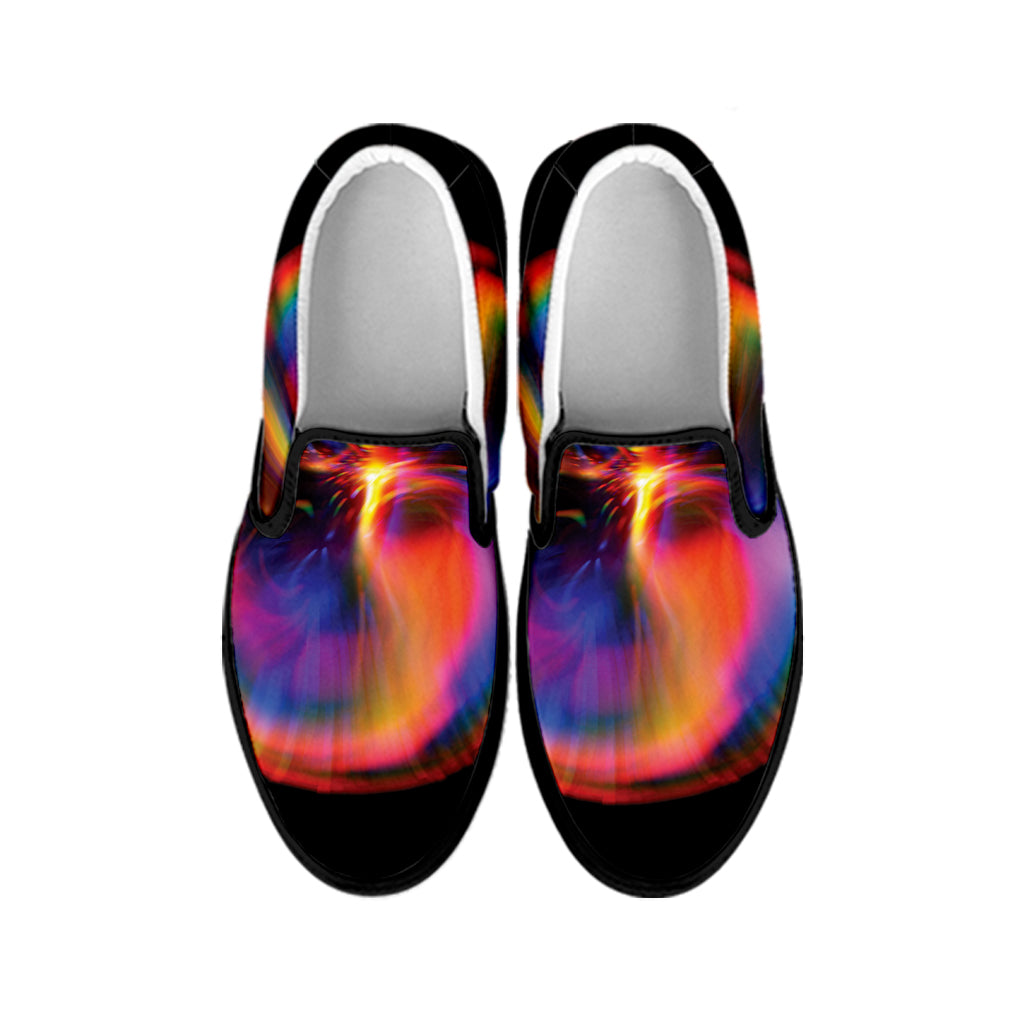 Rave Bubble Print Black Slip On Shoes