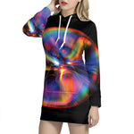 Rave Bubble Print Pullover Hoodie Dress