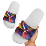 Rave Bubble Print White Slide Sandals