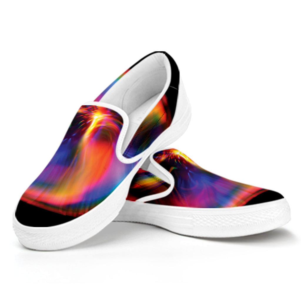 Rave Bubble Print White Slip On Shoes