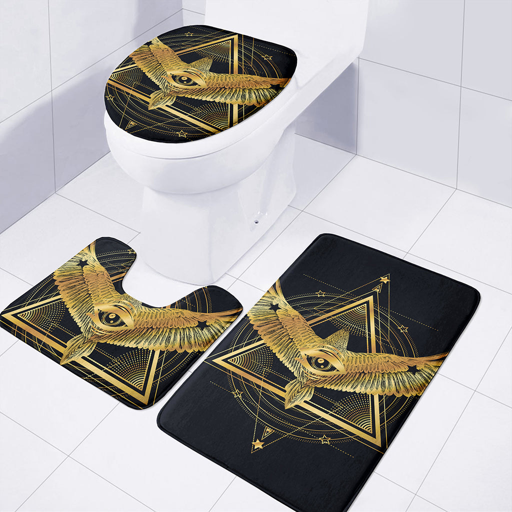 Raven Masonic Eye Print 3 Piece Bath Mat Set