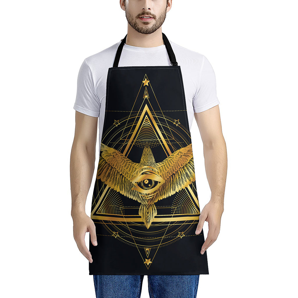 Raven Masonic Eye Print Apron