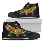 Raven Masonic Eye Print Black High Top Shoes