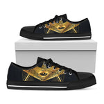 Raven Masonic Eye Print Black Low Top Shoes 