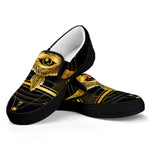 Raven Masonic Eye Print Black Slip On Shoes