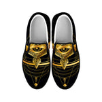Raven Masonic Eye Print Black Slip On Shoes