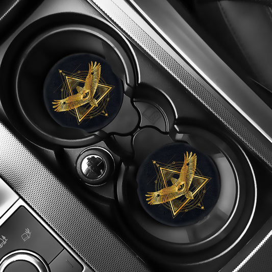 Raven Masonic Eye Print Car Coasters