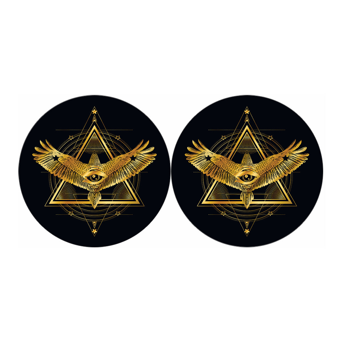 Raven Masonic Eye Print Car Coasters