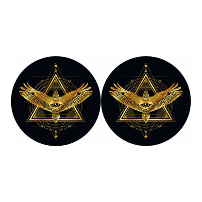 Raven Masonic Eye Print Car Coasters