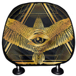 Raven Masonic Eye Print Car Headrest Covers