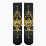 Raven Masonic Eye Print Crew Socks