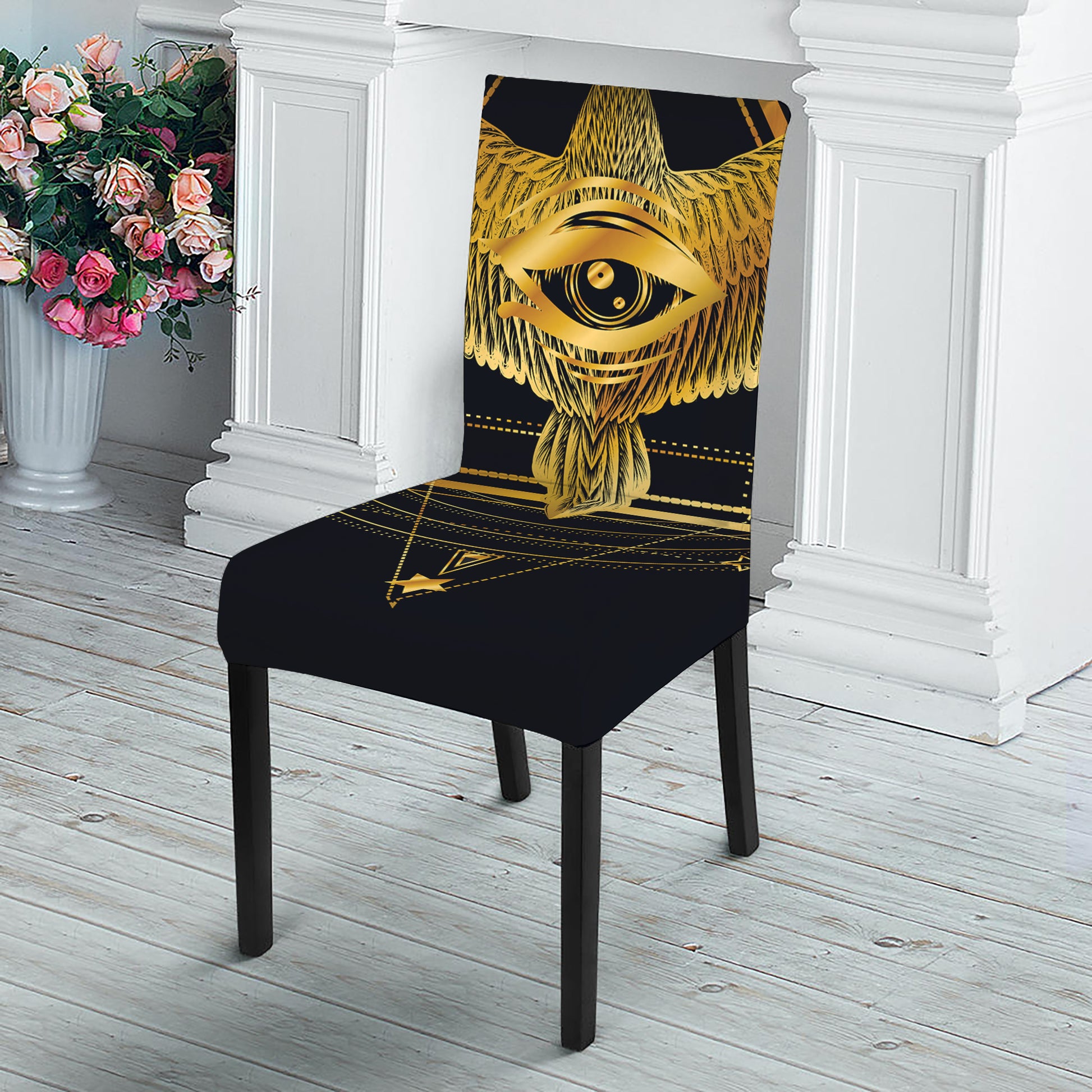 Raven Masonic Eye Print Dining Chair Slipcover