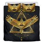 Raven Masonic Eye Print Duvet Cover Bedding Set